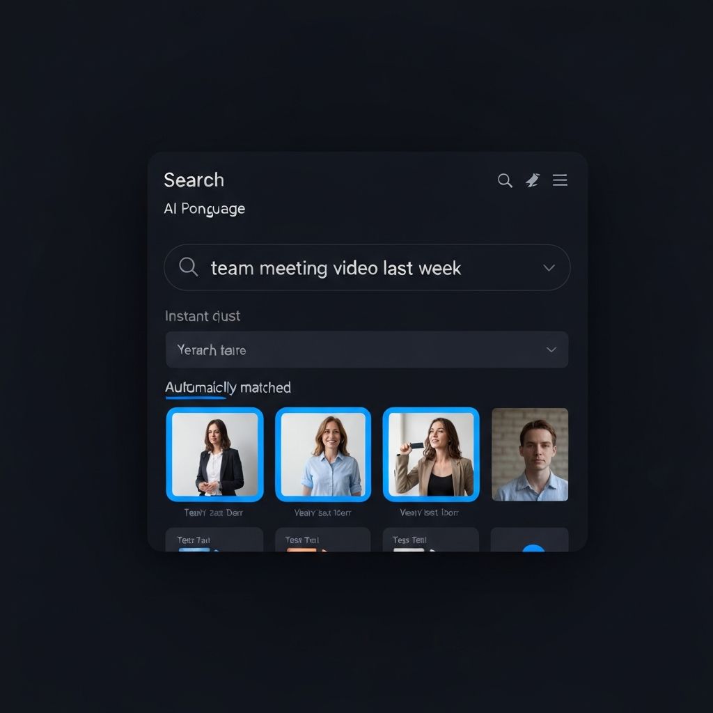 Open DAM natural language search interface showing instant results for team meeting query